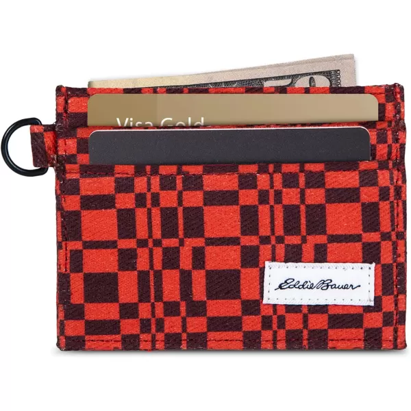 Eddie Bauer Mens Pioneer Printed Cotton Card CaseRed