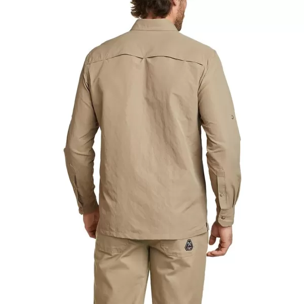 Eddie Bauer Mens Ripstop Guide LongSleeve ShirtLight Khaki