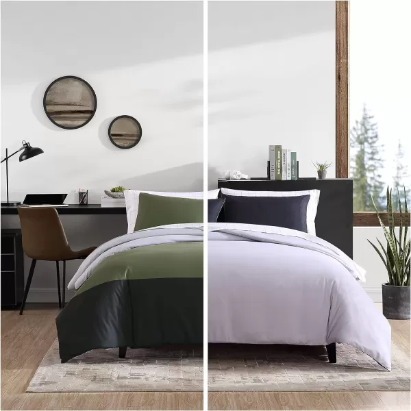 Eddie Bauer Queen Comforter Set Reversible Bedding with Matching Shams Casual Home Decor for All Seasons Skyline Stripe Green QueenKing Skyline Stripe Green