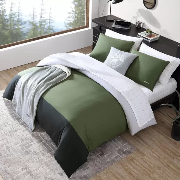 Eddie Bauer Queen Comforter Set Reversible Bedding with Matching Shams Casual Home Decor for All Seasons Skyline Stripe Green QueenKing Skyline Stripe Green