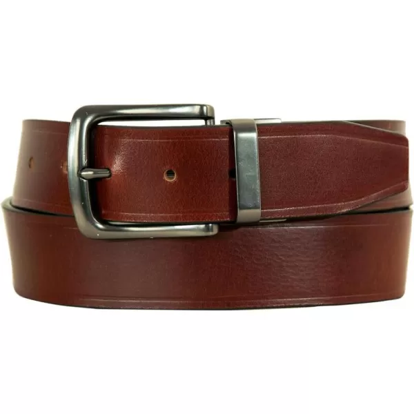 Eddie Bauer Mens Casual Leather Belt with Metal BuckleBrownTan Reversible