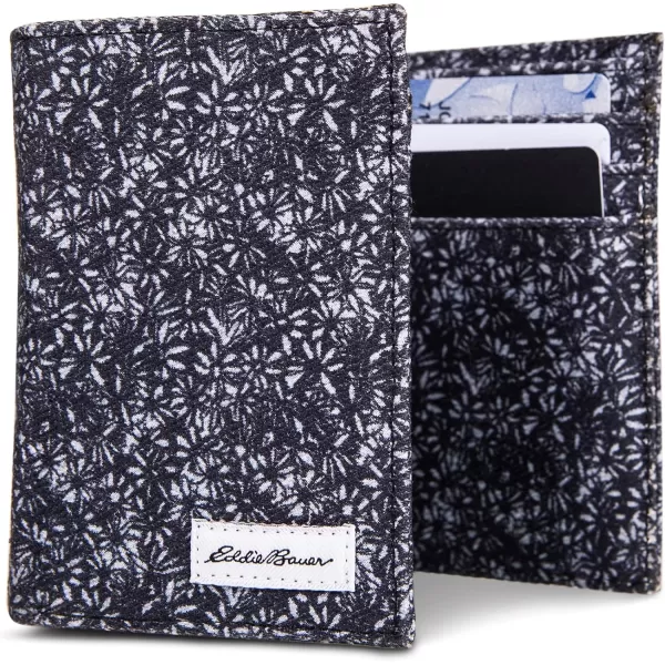 Eddie Bauer Men Signature Trifold Wallet Available Cotton Canvas Or Ripstop NylonCanvas Print  Blue