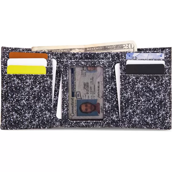 Eddie Bauer Men Signature Trifold Wallet Available Cotton Canvas Or Ripstop NylonCanvas Print  Blue