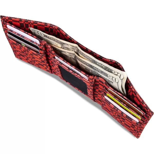 Eddie Bauer Men Signature Trifold Wallet Available Cotton Canvas Or Ripstop NylonCanvas Print  Red