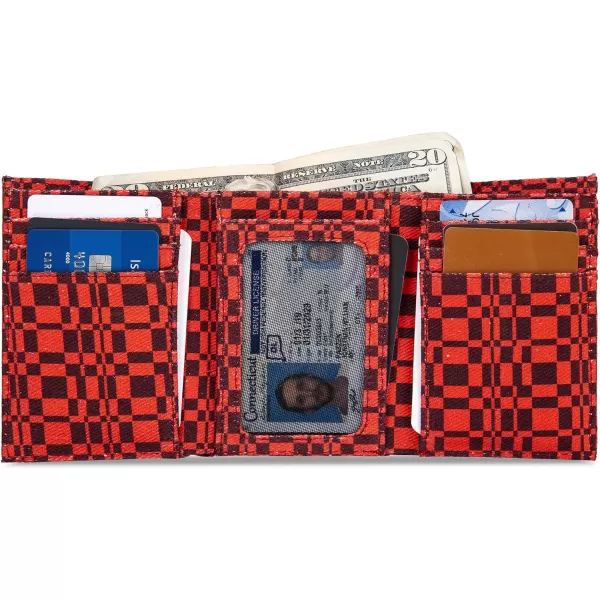 Eddie Bauer Men Signature Trifold Wallet Available Cotton Canvas Or Ripstop NylonCanvas Print  Red