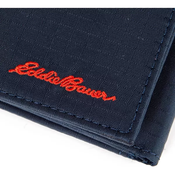 Eddie Bauer Men Signature Trifold Wallet Available Cotton Canvas Or Ripstop NylonRipstop Nylon Navy