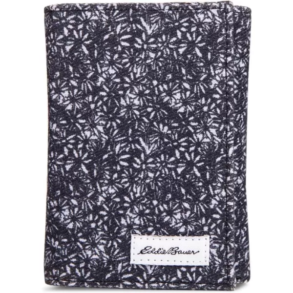 Eddie Bauer Men Signature Trifold Wallet Available Cotton Canvas Or Ripstop NylonCanvas Print  Blue