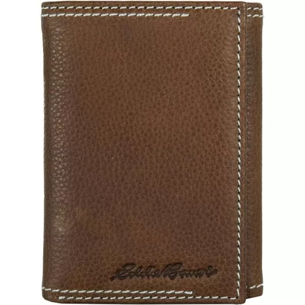 Eddie Bauer Mens Signature Top Stitch Leather Trifold Wallet with 6 Card Slots and RFID Protection Tan One SizeEddie Bauer Mens Signature Top Stitch Leather Trifold Wallet with 6 Card Slots and RFID Protection Tan One Size