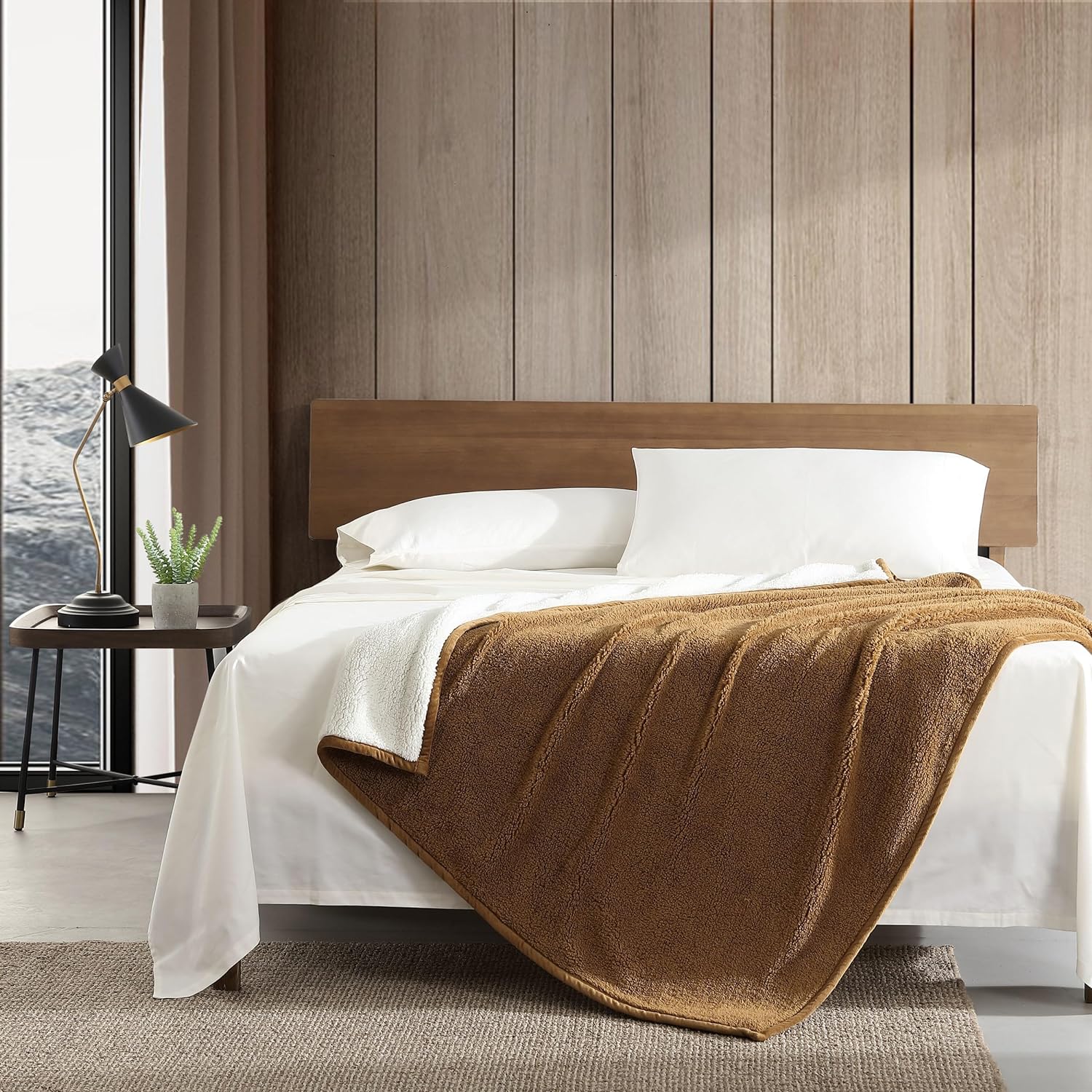 Eddie Bauer  Throw Blanket Ultra Soft Plush Sherpa Home Decor Reversible BiColored Bedding GreenWhite 50 x 60Throw Solid BrownIvory