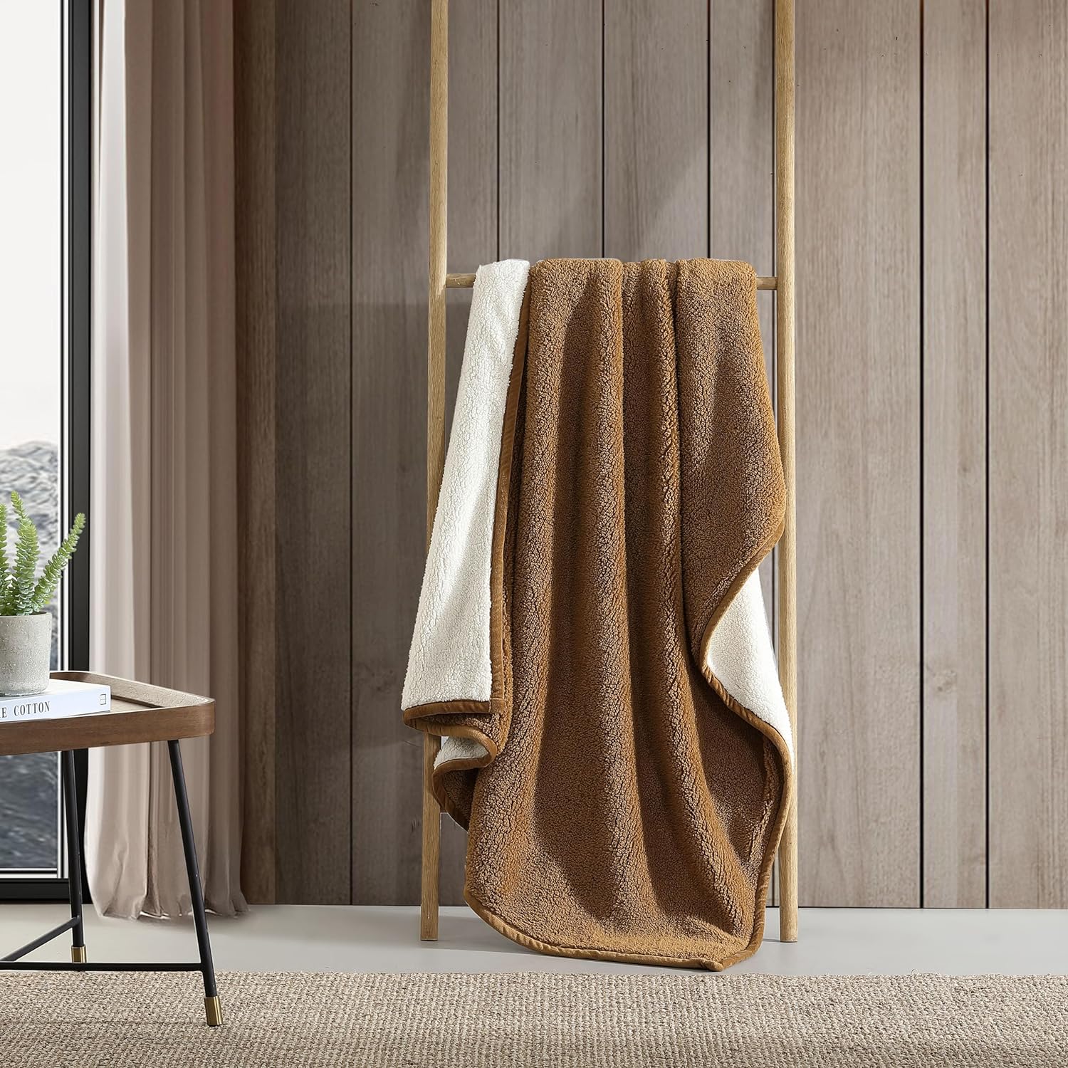 Eddie Bauer  Throw Blanket Ultra Soft Plush Sherpa Home Decor Reversible BiColored Bedding GreenWhite 50 x 60Throw Solid BrownIvory