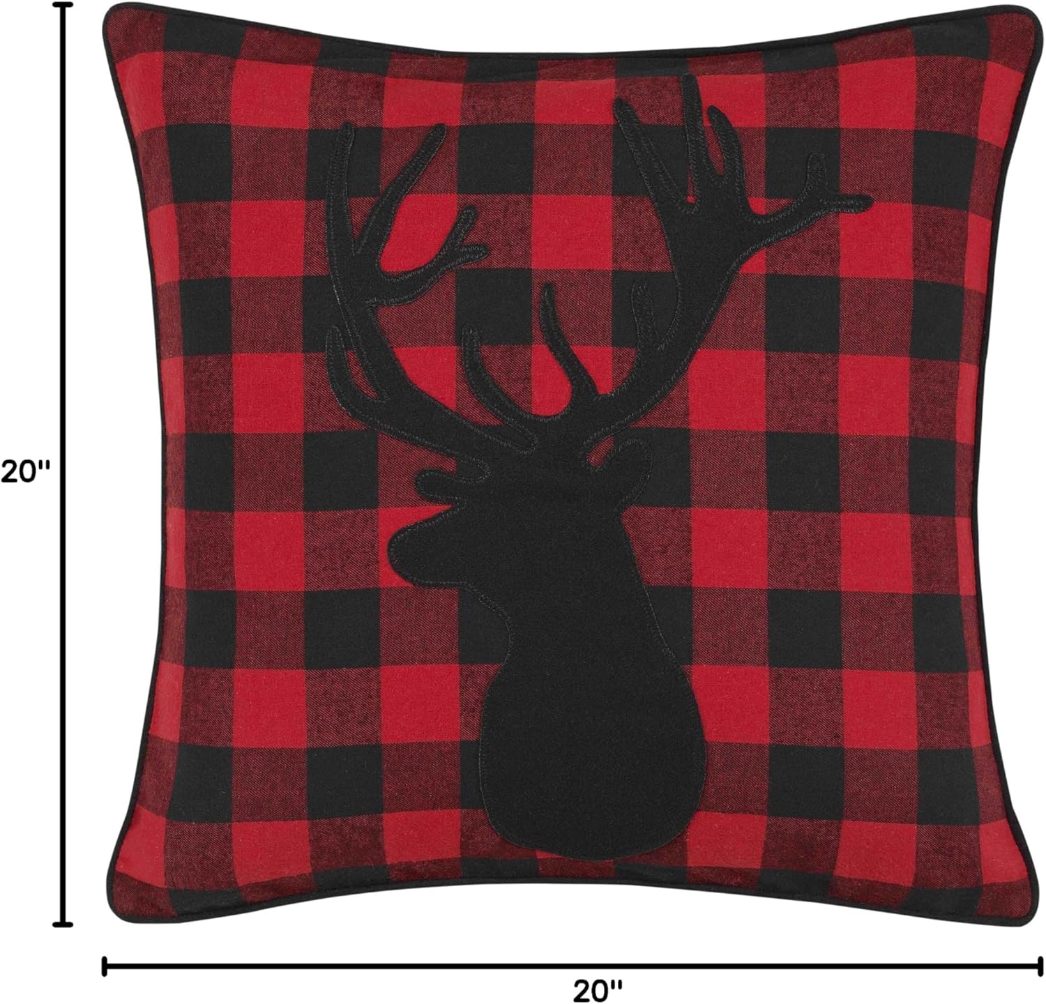 Eddie Bauer Home Throw Pillow with Zipper Closure Perfect Home Decor for Bed or Sofa 16quot x 20quot Bear Twill BlackCabin Plaid Stag RedBlack