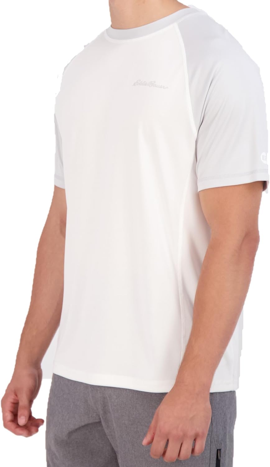 Eddie Bauer Mens Short Sleeve Colorblock Rashguard Shirt  UPF 40 Sun Protection  Tailored for Outdoor PursuitsCement