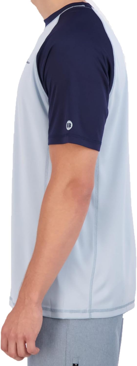 Eddie Bauer Mens Short Sleeve Colorblock Rashguard Shirt  UPF 40 Sun Protection  Tailored for Outdoor PursuitsSlate Blue