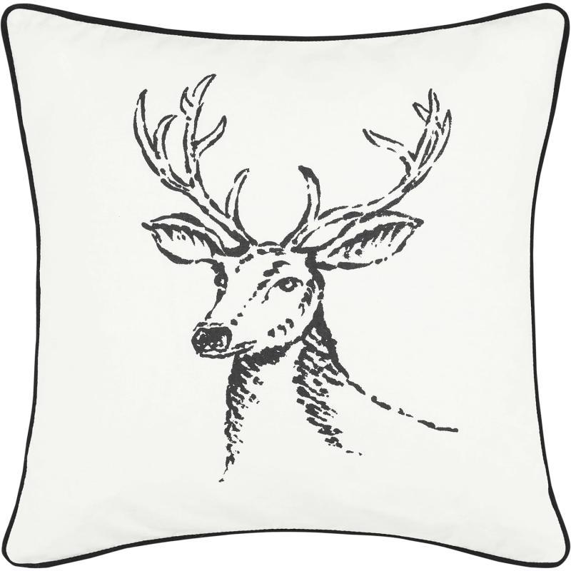 Eddie Bauer Home Throw Pillow with Zipper Closure Perfect Home Decor for Bed or Sofa 16 x 20 Elk CharcoalBlackMorning Stag BlackWhite 1 Count Pack of 1