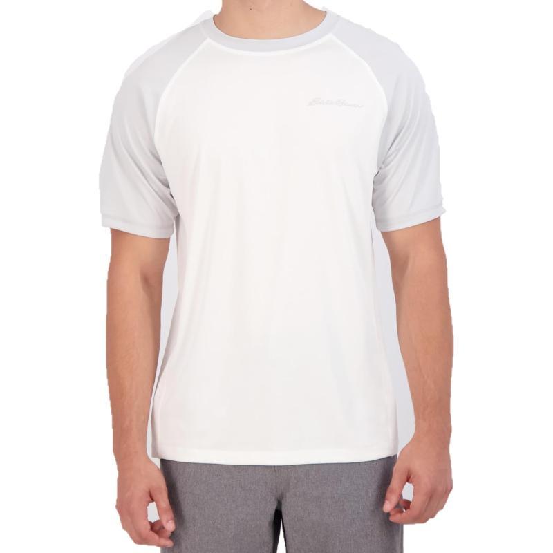 Eddie Bauer Mens Short Sleeve Colorblock Rashguard Shirt  UPF 40 Sun Protection  Tailored for Outdoor PursuitsCement