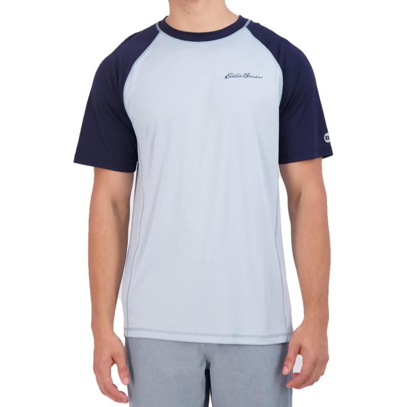 Eddie Bauer Mens Short Sleeve Colorblock Rashguard Shirt  UPF 40 Sun Protection  Tailored for Outdoor PursuitsSlate Blue