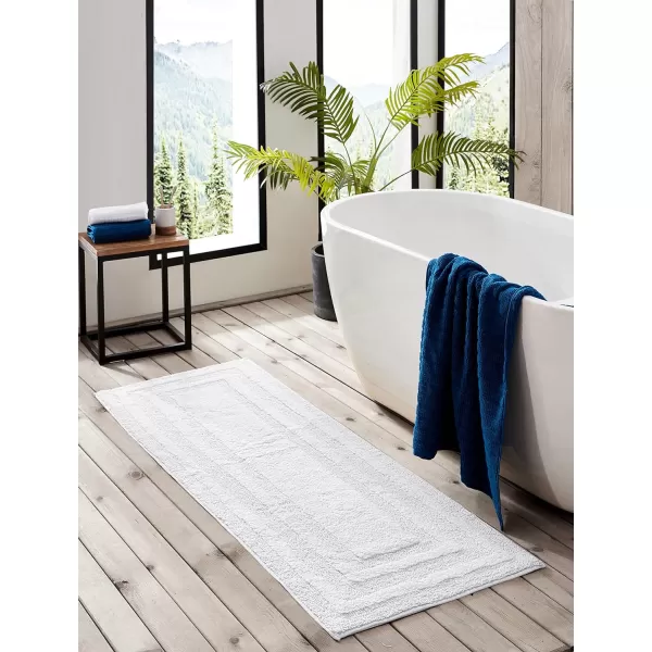 Eddie Bauer  Bathroom Rug Runner Soft Tufted Cotton Bathroom Decor Super Absorbent amp Quick Dry Logan Medium Brown 60 x 22White Runner 60 x 22