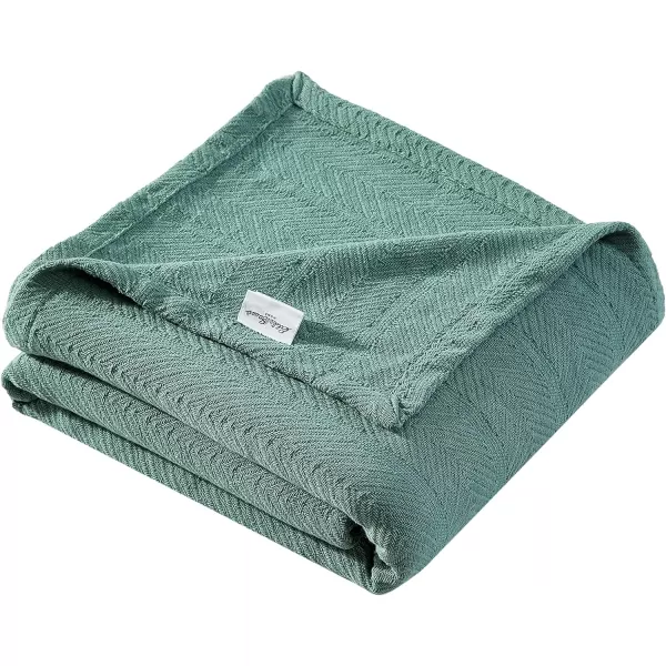 Eddie Bauer  King Blanket Lightweight Cotton Bedding Home Decor for All Seasons Herringbone Green KingGreen