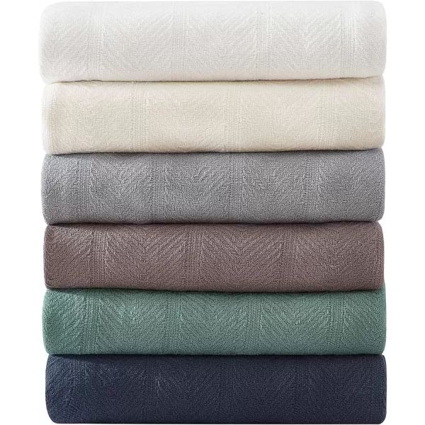 Eddie Bauer  King Blanket Lightweight Cotton Bedding Home Decor for All Seasons Herringbone Green KingMushroom