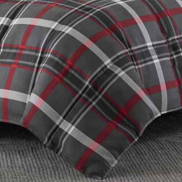 Eddie Bauer  King Comforter Set Reversible Plaid Bedding with Matching Shams Home Decor for Colder Months Willow Dark Grey KingWillow Dark GreyRed