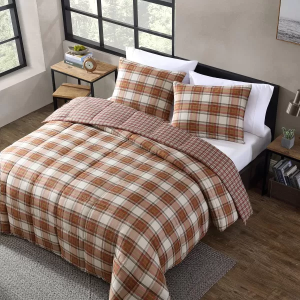 Eddie Bauer  King Duvet Cover Set Reversible Cotton Bedding with Matching Shams Stylish Home Decor for All Seasons Edgewood Red KingRed