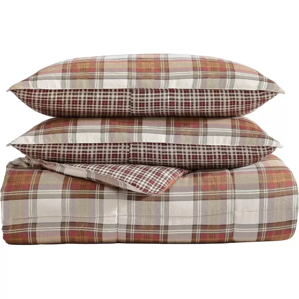 Eddie Bauer  King Duvet Cover Set Reversible Cotton Bedding with Matching Shams Stylish Home Decor for All Seasons Edgewood Red KingRed