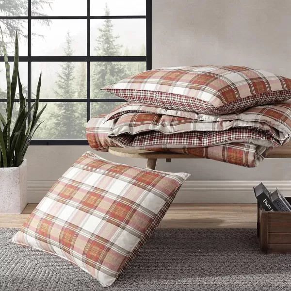 Eddie Bauer  King Duvet Cover Set Reversible Cotton Bedding with Matching Shams Stylish Home Decor for All Seasons Edgewood Red KingRed