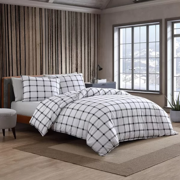 Eddie Bauer  King Duvet Cover Set Soft Cotton Bedding with Matching Shams Modern Plaid Home Decor Bunkhouse Charcoal KingCharcoal King