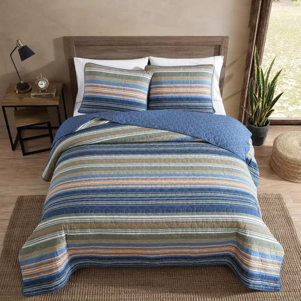 Eddie Bauer  King Quilt Set Reversible Cotton Bedding with Matching Shams Home Decor for All Seasons Yakima Green KingBlueGreenOrange