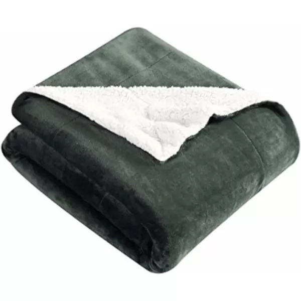 Eddie Bauer  Queen Blanket Soft Fleece Bedding with Sherpa Reverse Plush Home Decor Chrome Grey QueenGreen