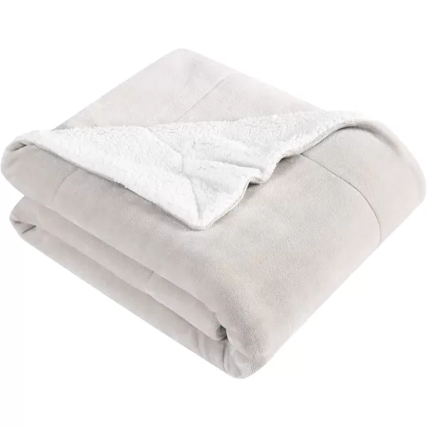 Eddie Bauer  Queen Blanket Soft Fleece Bedding with Sherpa Reverse Plush Home Decor Chrome Grey QueenOyster Ivory