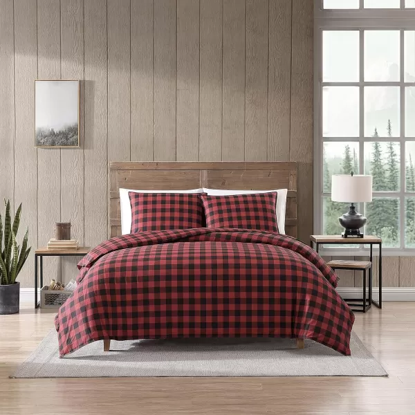 Eddie Bauer  Queen Comforter Set Cotton Reversible Bedding Buffalo Plaid Home Decor for All Seasons RedBlack QueenBlack Check