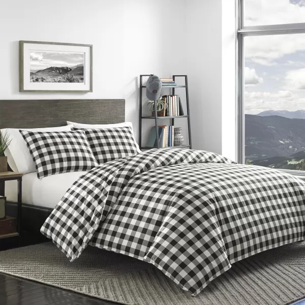 Eddie Bauer  Queen Comforter Set Cotton Reversible Bedding Buffalo Plaid Home Decor for All Seasons RedBlack QueenBlack Check