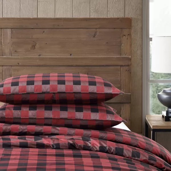 Eddie Bauer  Queen Comforter Set Cotton Reversible Bedding Buffalo Plaid Home Decor for All Seasons RedBlack QueenRedBlack