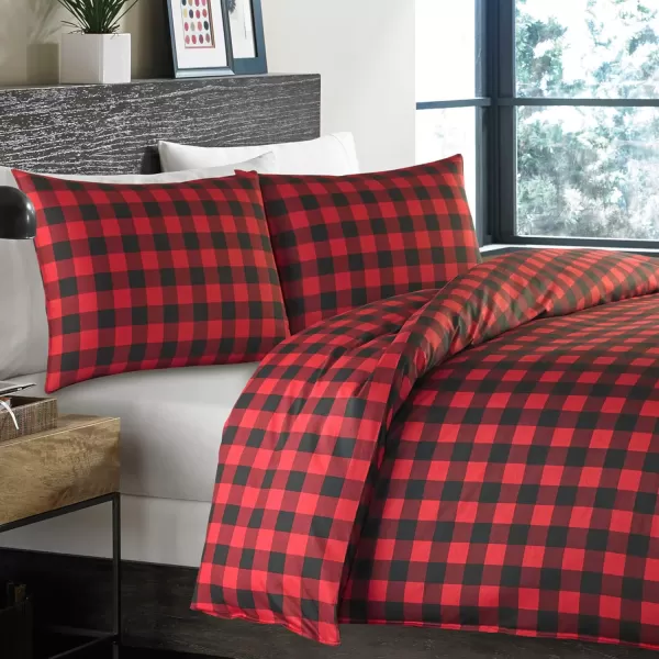 Eddie Bauer  Queen Comforter Set Cotton Reversible Bedding Buffalo Plaid Home Decor for All Seasons RedBlack QueenRedBlack