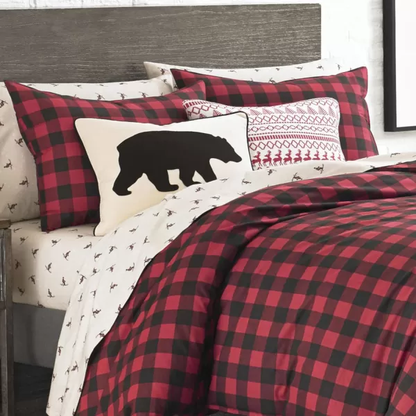 Eddie Bauer  Queen Comforter Set Cotton Reversible Bedding Buffalo Plaid Home Decor for All Seasons RedBlack QueenRedBlack