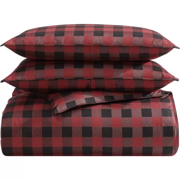 Eddie Bauer  Queen Comforter Set Cotton Reversible Bedding Buffalo Plaid Home Decor for All Seasons RedBlack QueenRedBlack