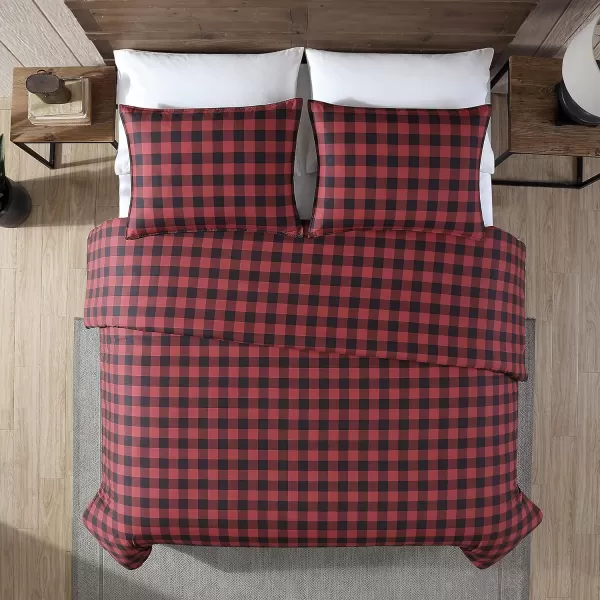 Eddie Bauer  Queen Comforter Set Cotton Reversible Bedding Buffalo Plaid Home Decor for All Seasons RedBlack QueenRedBlack