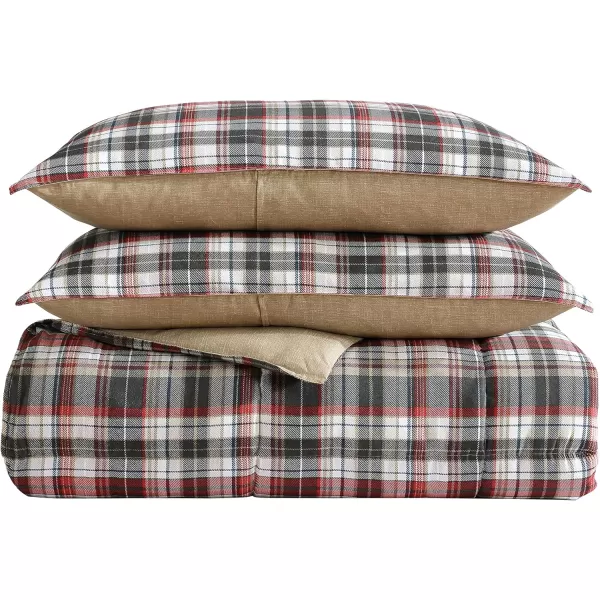 Eddie Bauer  Queen Comforter Set Reversible Plaid Alt Down Bedding with Matching Shams Home Decor for Colder Months Astoria Red QueenKing