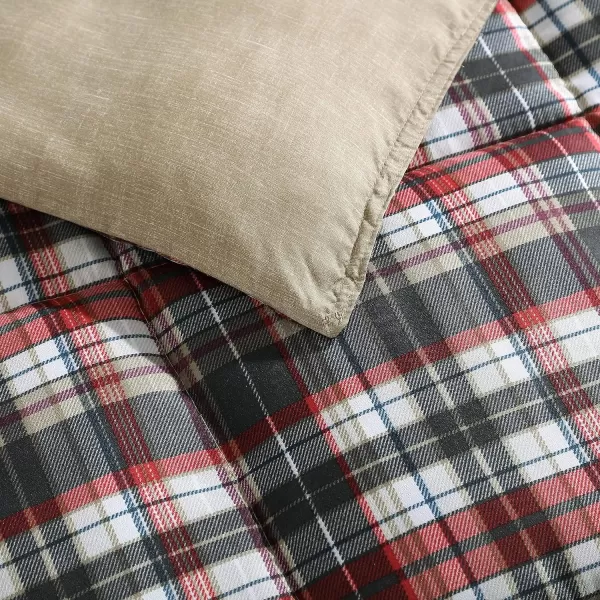 Eddie Bauer  Queen Comforter Set Reversible Plaid Alt Down Bedding with Matching Shams Home Decor for Colder Months Astoria Red QueenKing