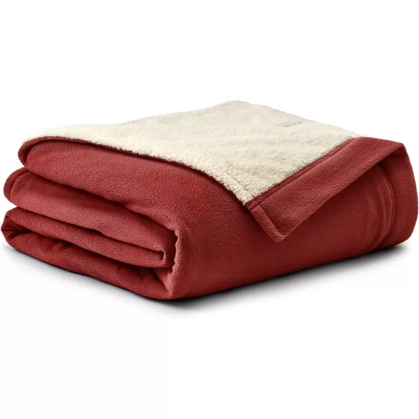 Eddie Bauer  Queen Heated Blanket Soft Fleece Electric Blanket with Sherpa Reverse Warm Bedding with LowVoltage Technology Juniper QueenTwin Redwood