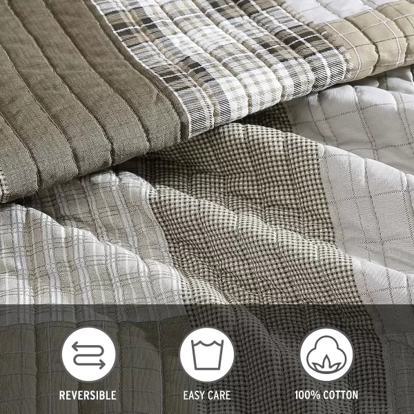 Eddie Bauer  Queen Quilt Set Cotton Reversible Bedding with Matching Shams Home Decor for All Seasons Fairview Sand QueenBeigeKhakiIvory