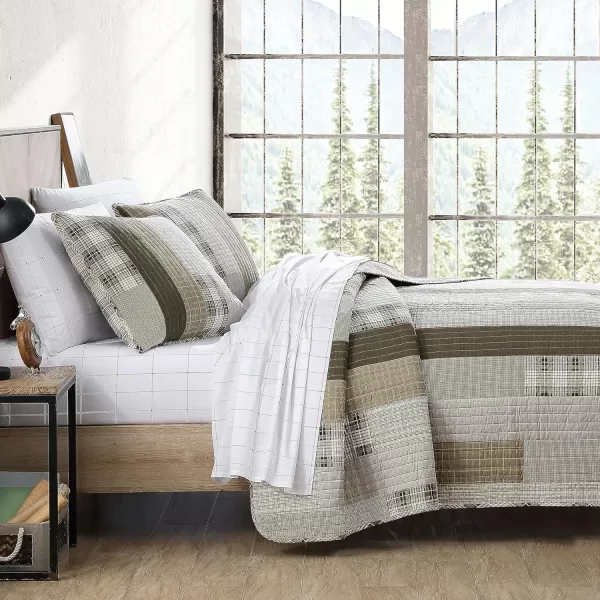 Eddie Bauer  Queen Quilt Set Cotton Reversible Bedding with Matching Shams Home Decor for All Seasons Fairview Sand QueenBeigeKhakiIvory