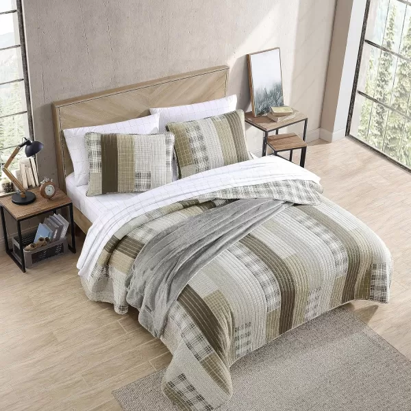 Eddie Bauer  Queen Quilt Set Cotton Reversible Bedding with Matching Shams Home Decor for All Seasons Fairview Sand QueenBeigeKhakiIvory