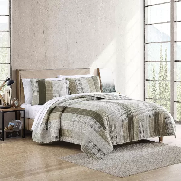 Eddie Bauer  Queen Quilt Set Cotton Reversible Bedding with Matching Shams Home Decor for All Seasons Fairview Sand QueenBeigeKhakiIvory