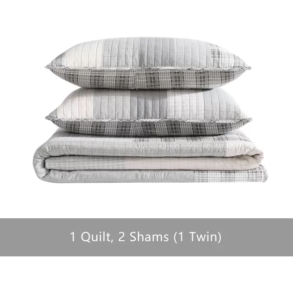 Eddie Bauer  Queen Quilt Set Cotton Reversible Bedding with Matching Shams Home Decor for All Seasons Fairview Sand QueenGreyIvory