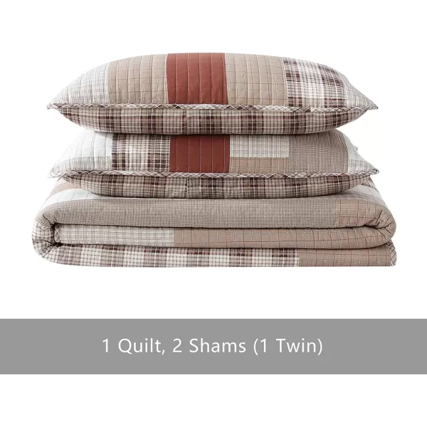 Eddie Bauer  Queen Quilt Set Cotton Reversible Bedding with Matching Shams Home Decor for All Seasons Fairview Sand QueenOrangeIvory