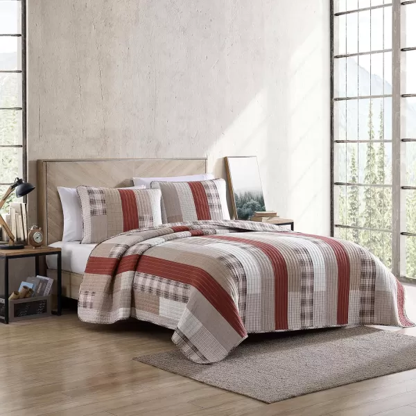 Eddie Bauer  Queen Quilt Set Cotton Reversible Bedding with Matching Shams Home Decor for All Seasons Fairview Sand QueenOrangeIvory