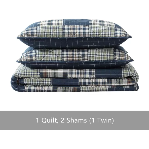 Eddie Bauer  Queen Quilt Set Cotton Reversible Bedding with Matching Shams Lightweight Home Decor for All Seasons Madrona NavyRed QueenMadrona Plaid NavyGreen