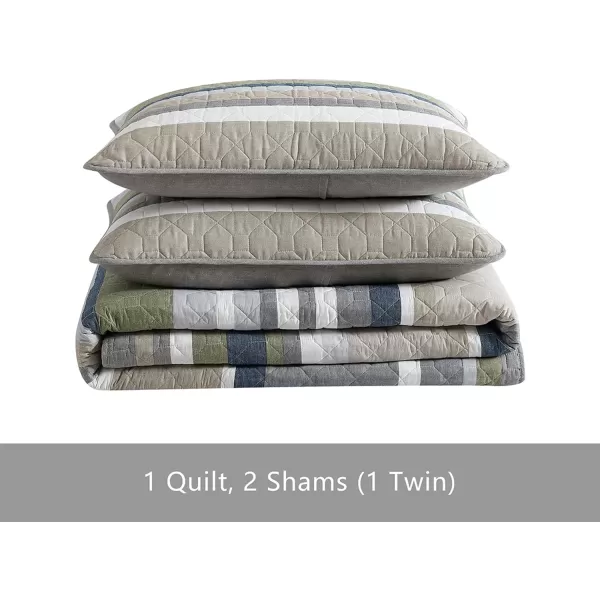 Eddie Bauer  Queen Quilt Set Cotton Reversible Bedding with Matching Shams Lightweight Home Decor for All Seasons Salmon Ladder Multi QueenSalmon Ladder KhakiGreyNavyGreen